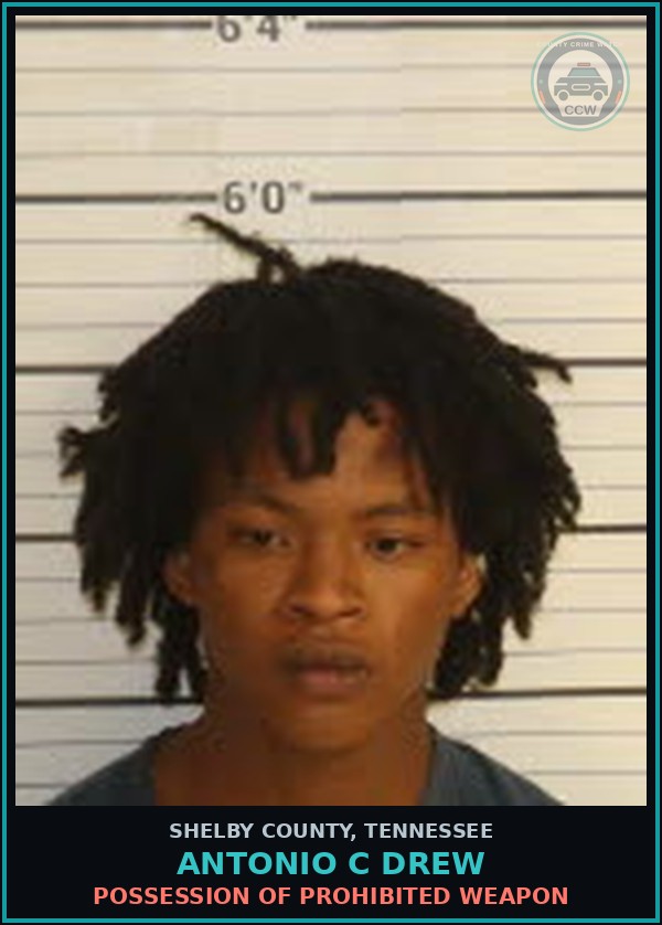 Booking mugshot of ANTONIO C DREW in Shelby County