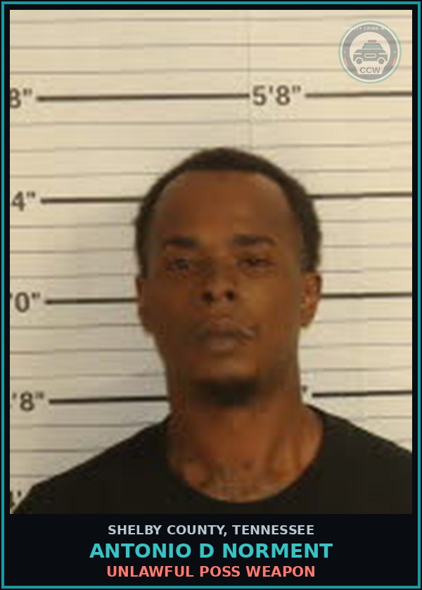 Booking mugshot of ANTONIO D NORMENT in Shelby County