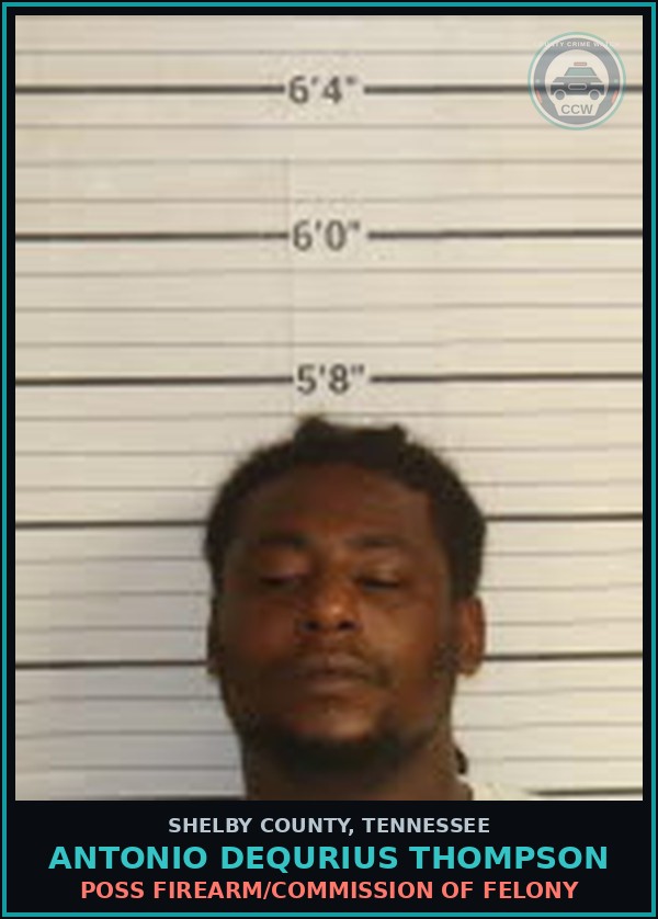 Booking mugshot of ANTONIO DEQURIUS THOMPSON in Shelby County