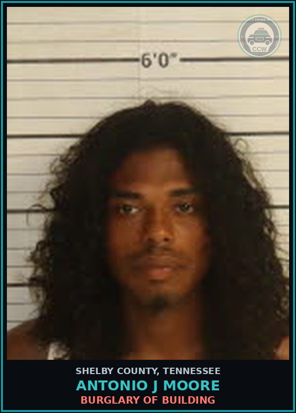 Booking mugshot of ANTONIO J MOORE in Shelby County