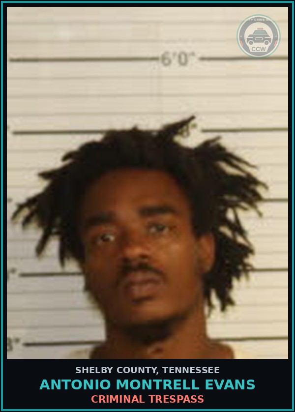 Booking mugshot of ANTONIO MONTRELL EVANS in Shelby County