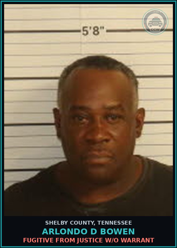 Booking mugshot of ARLONDO D BOWEN in Shelby County