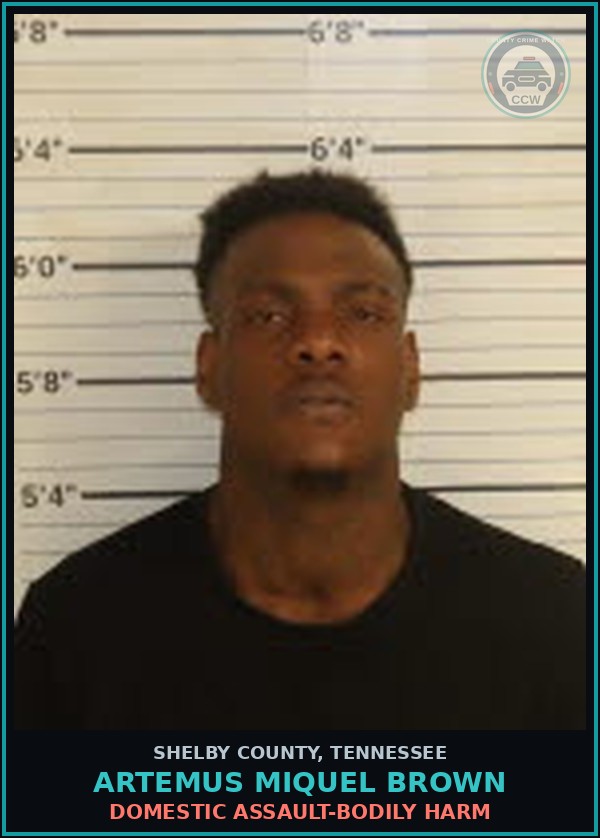 Booking mugshot of ARTEMUS MIQUEL BROWN in Shelby County