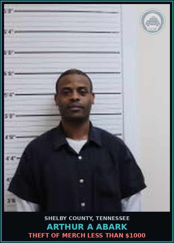 Booking mugshot of ARTHUR A ABARK in Shelby County