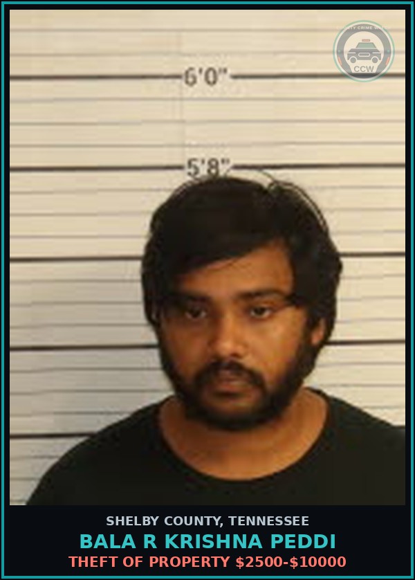 Booking mugshot of BALA R KRISHNA PEDDI in Shelby County