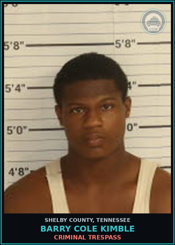 Booking mugshot of BARRY COLE KIMBLE in Shelby County