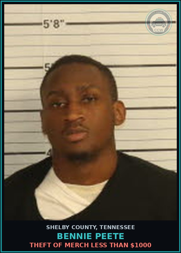 Booking mugshot of BENNIE PEETE in Shelby County