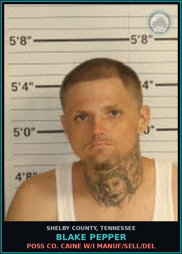 Booking mugshot of BLAKE PEPPER in Shelby County