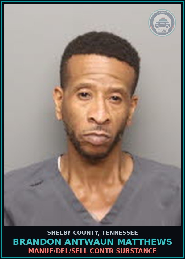 Booking mugshot of BRANDON ANTWAUN MATTHEWS in Shelby County
