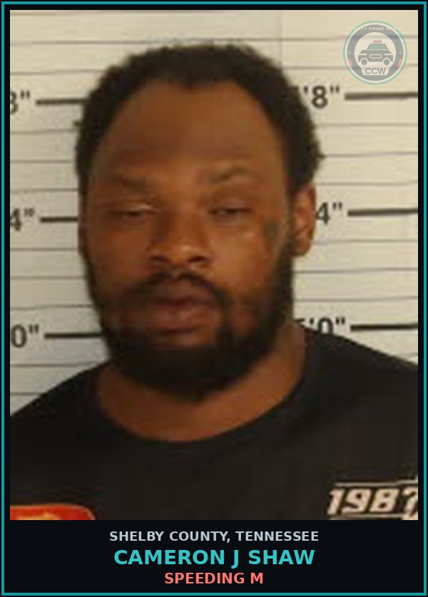 Booking mugshot of CAMERON J SHAW in Shelby County
