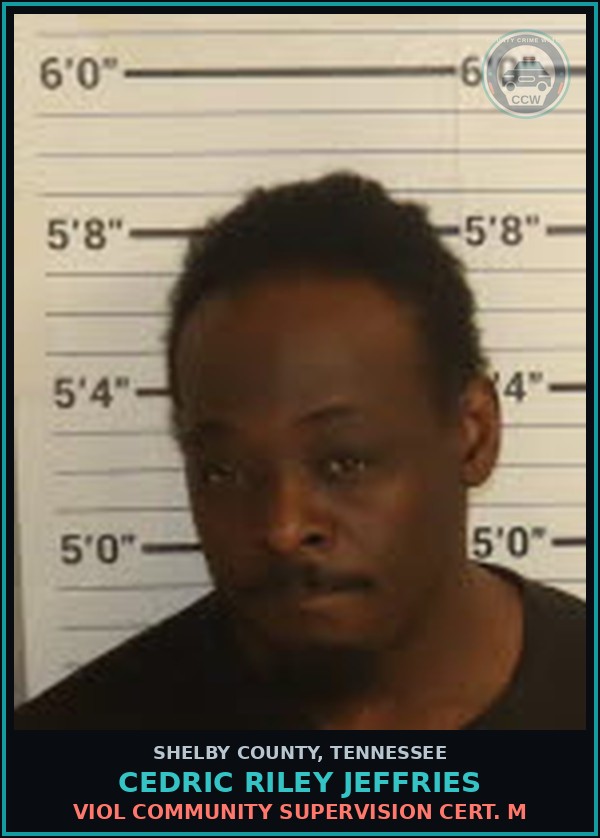 Booking mugshot of CEDRIC RILEY JEFFRIES in Shelby County