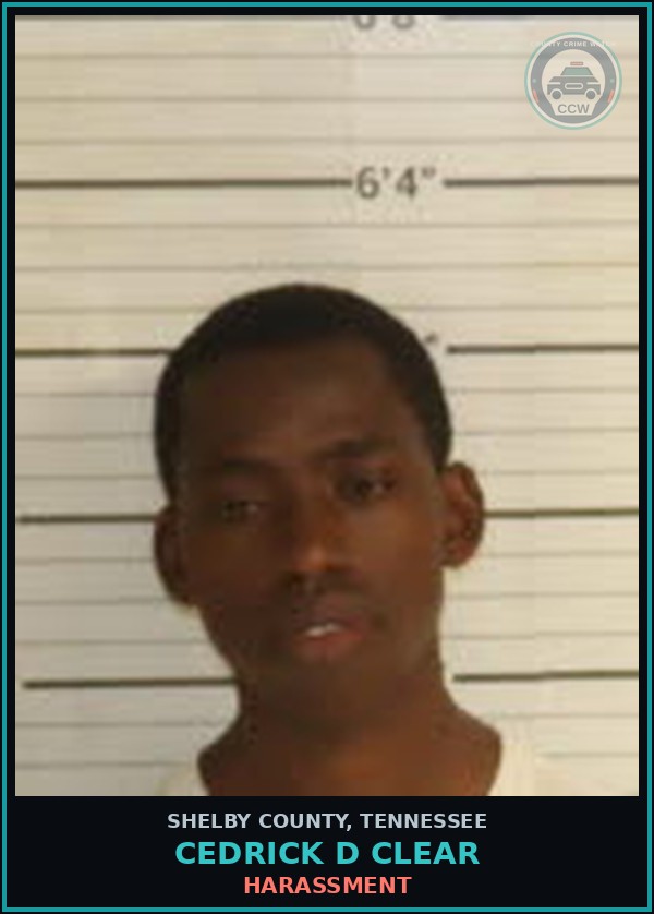 Booking mugshot of CEDRICK D CLEAR in Shelby County
