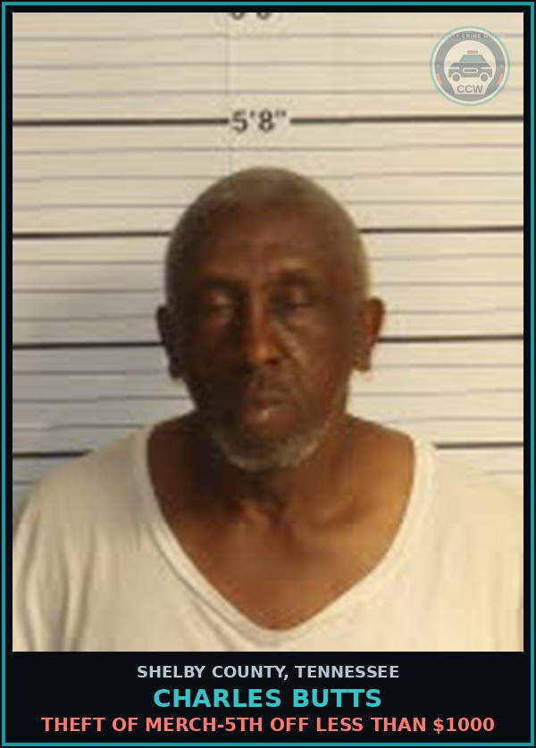 Booking mugshot of CHARLES BUTTS in Shelby County