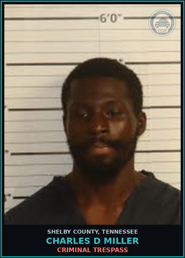 Booking mugshot of CHARLES D MILLER in Shelby County