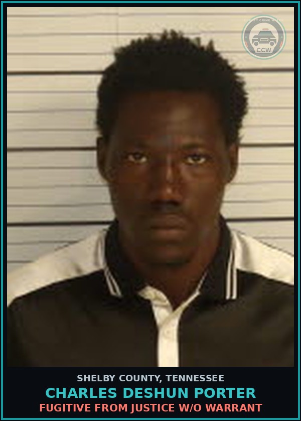 Booking mugshot of CHARLES DESHUN PORTER in Shelby County