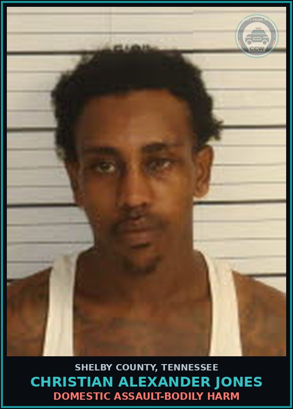 Booking mugshot of CHRISTIAN ALEXANDER JONES in Shelby County