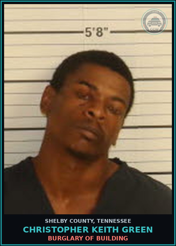 Booking mugshot of CHRISTOPHER KEITH GREEN in Shelby County