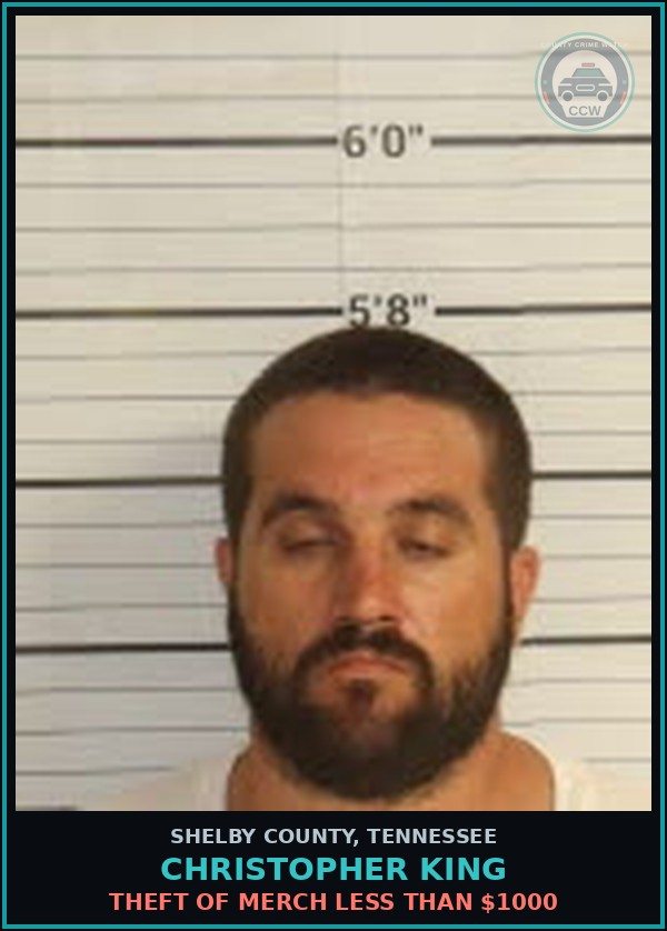 Booking mugshot of CHRISTOPHER KING in Shelby County