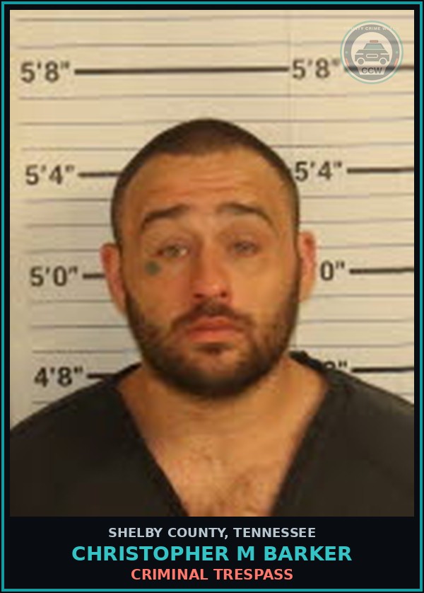 Booking mugshot of CHRISTOPHER M BARKER in Shelby County