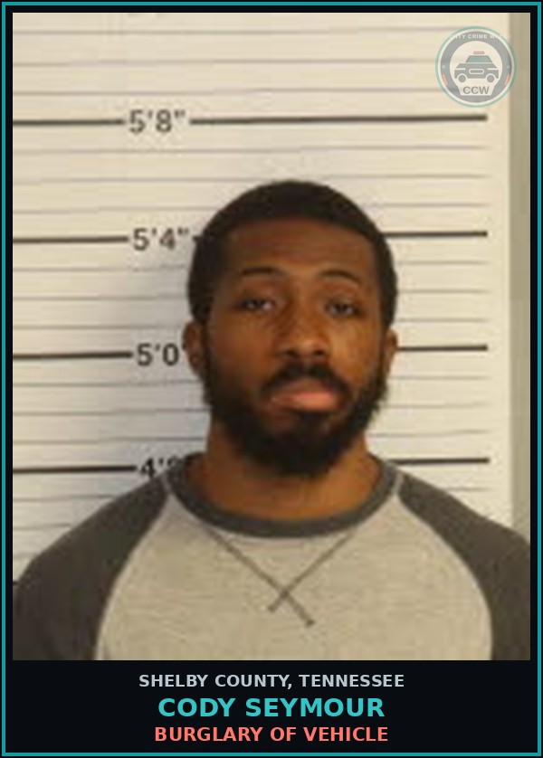 Booking mugshot of CODY SEYMOUR in Shelby County