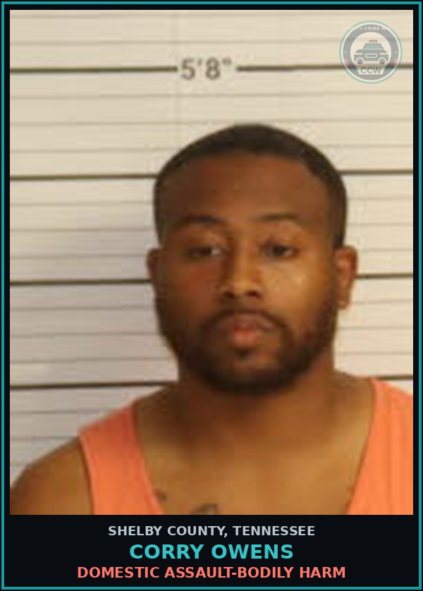 Booking mugshot of CORRY OWENS in Shelby County