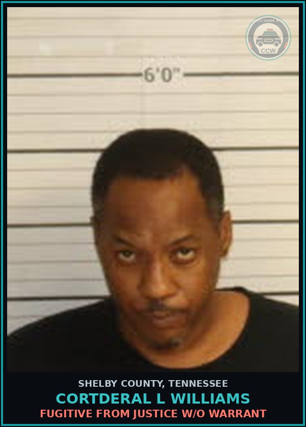 Booking mugshot of CORTDERAL L WILLIAMS in Shelby County