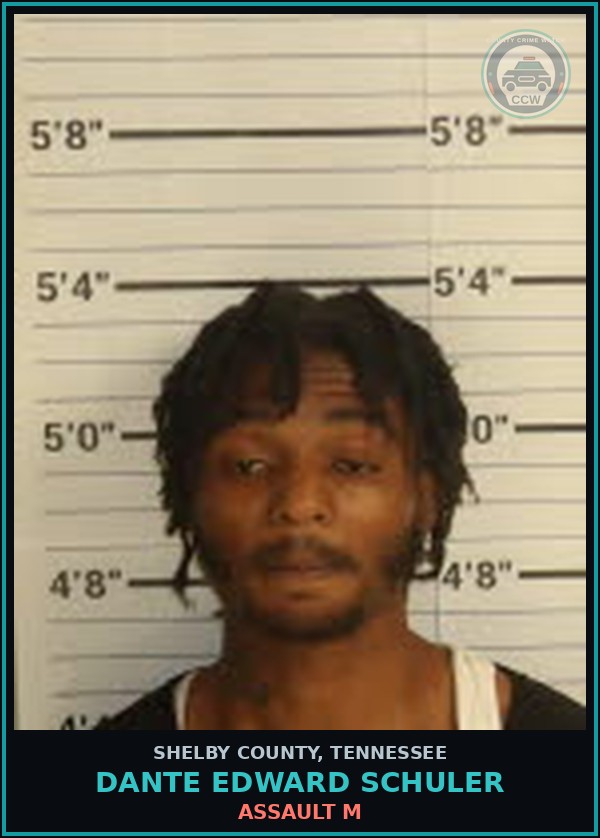 Booking mugshot of DANTE EDWARD SCHULER in Shelby County