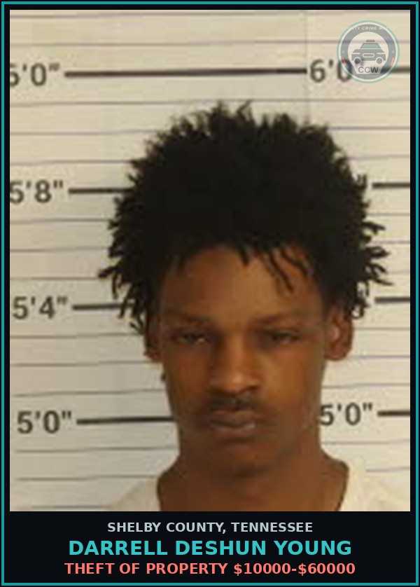 Booking mugshot of DARRELL DESHUN YOUNG in Shelby County