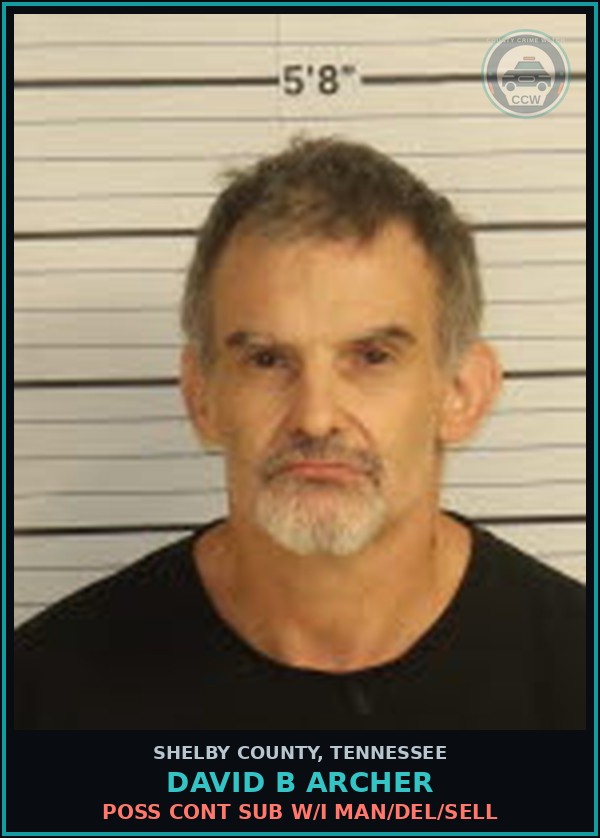 Booking mugshot of DAVID B ARCHER in Shelby County