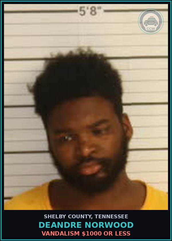 Booking mugshot of DEANDRE NORWOOD in Shelby County