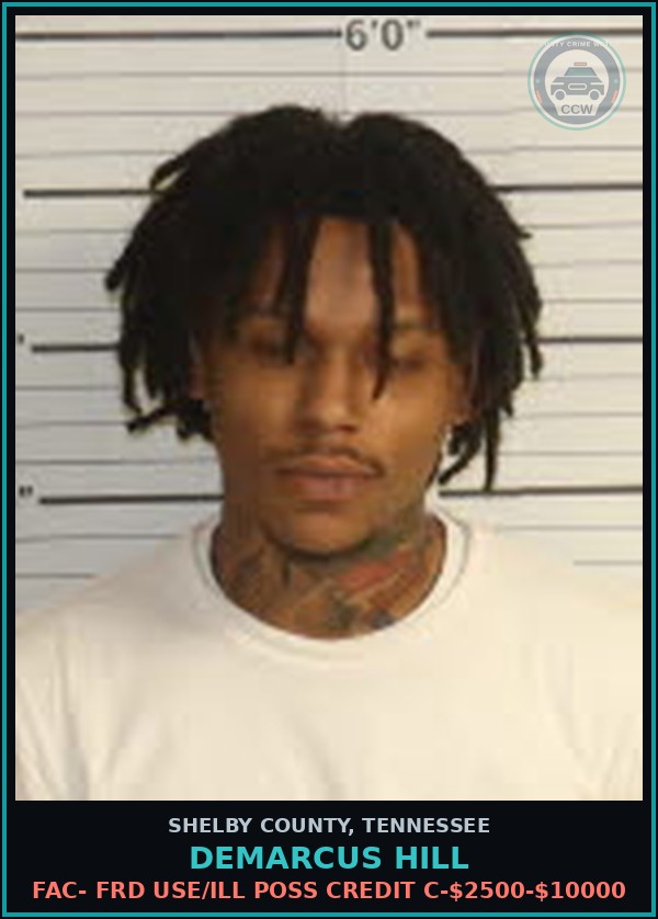 Booking mugshot of DEMARCUS HILL in Shelby County