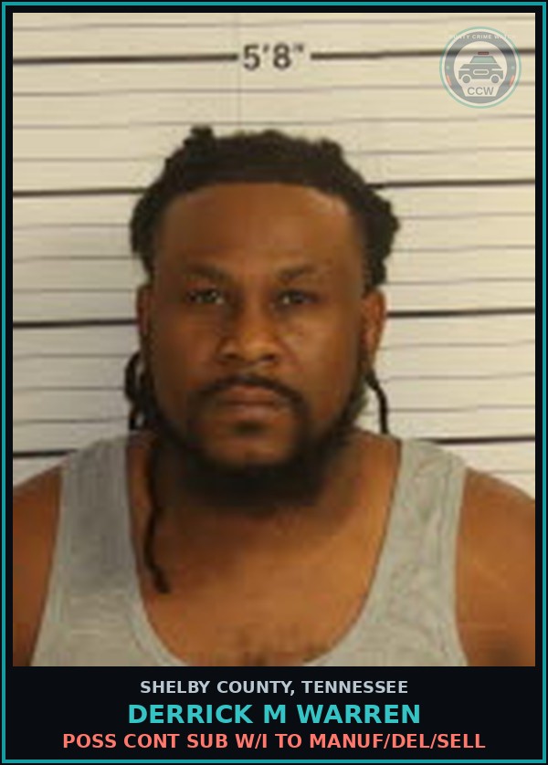 Booking mugshot of DERRICK M WARREN in Shelby County