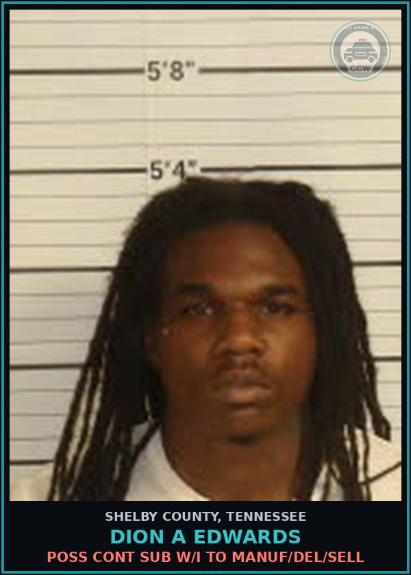 Booking mugshot of DION A EDWARDS in Shelby County