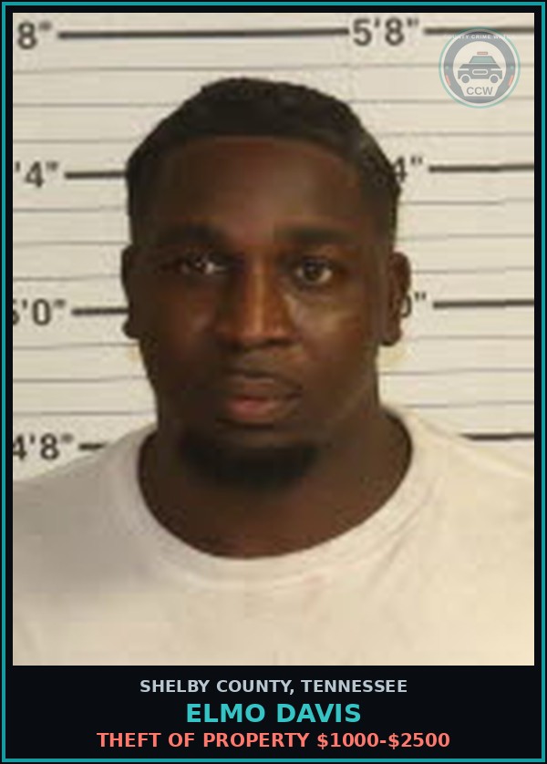 Booking mugshot of ELMO DAVIS in Shelby County