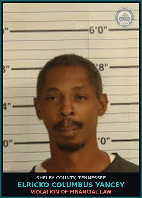 Booking mugshot of ELRICKO COLUMBUS YANCEY in Shelby County