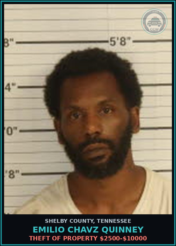 Booking mugshot of EMILIO CHAVZ QUINNEY in Shelby County