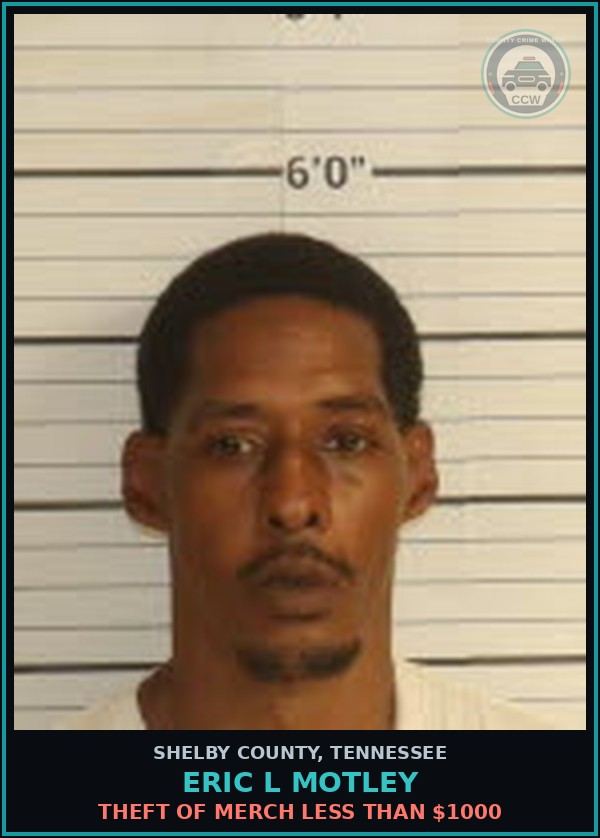 Booking mugshot of ERIC L MOTLEY in Shelby County