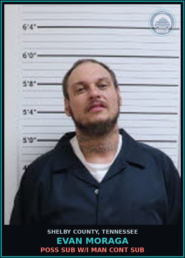Booking mugshot of EVAN MORAGA in Shelby County