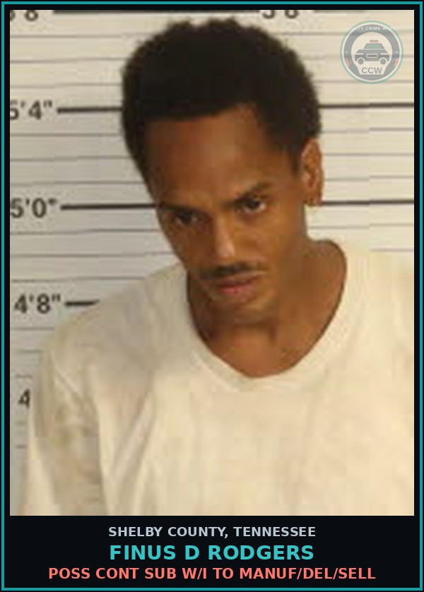 Booking mugshot of FINUS D RODGERS in Shelby County