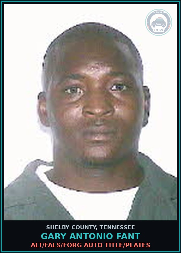Booking mugshot of GARY ANTONIO FANT in Shelby County