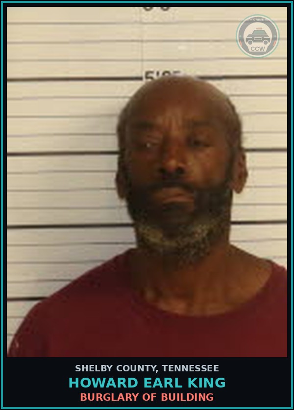 Booking mugshot of HOWARD EARL KING in Shelby County