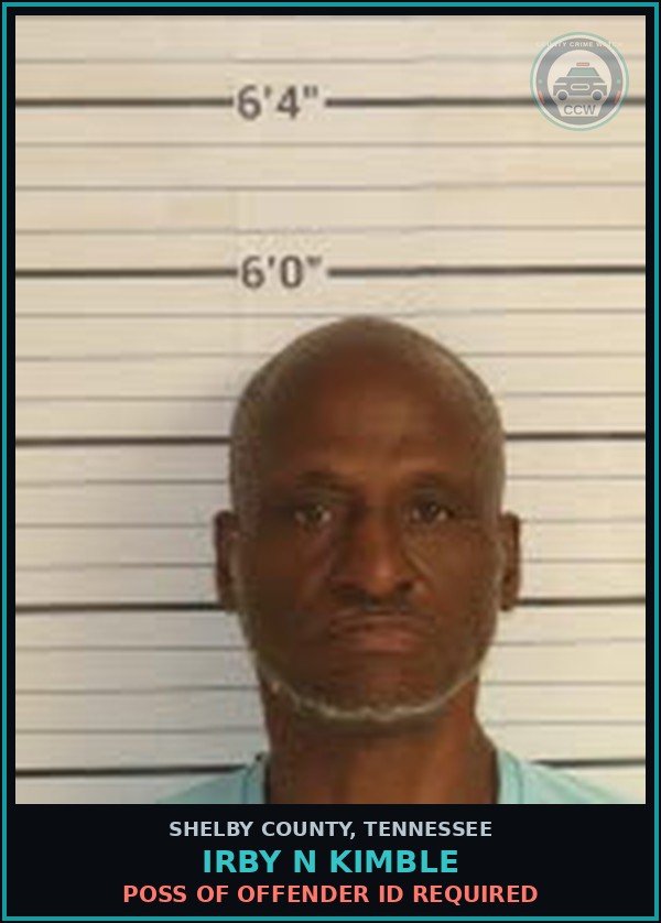 Booking mugshot of IRBY N KIMBLE in Shelby County
