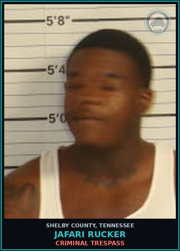 Booking mugshot of JAFARI RUCKER in Shelby County