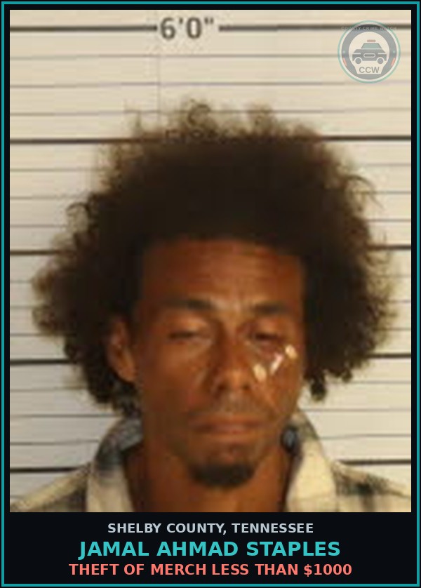 Booking mugshot of JAMAL AHMAD STAPLES in Shelby County