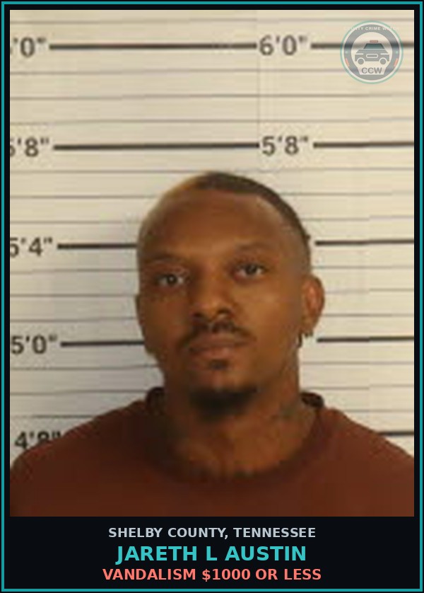 Booking mugshot of JARETH L AUSTIN in Shelby County