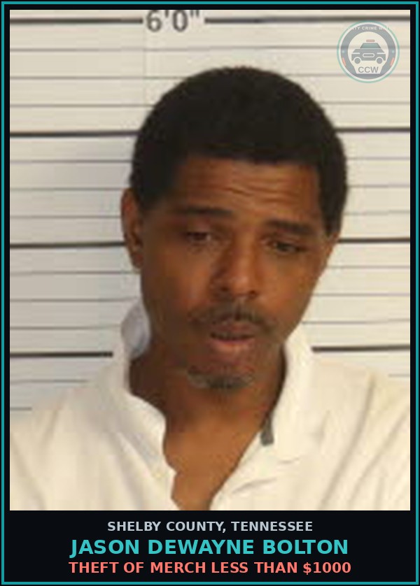 Booking mugshot of JASON DEWAYNE BOLTON in Shelby County