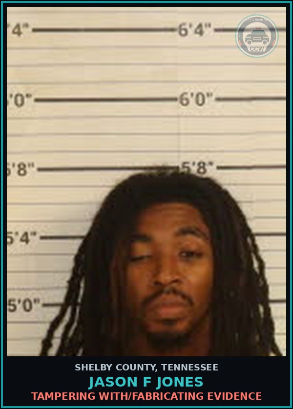 Booking mugshot of JASON F JONES in Shelby County
