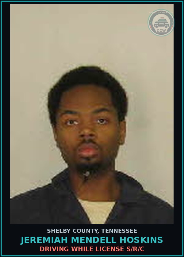 Booking mugshot of JEREMIAH MENDELL HOSKINS in Shelby County