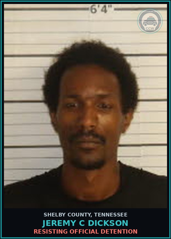 Booking mugshot of JEREMY C DICKSON in Shelby County