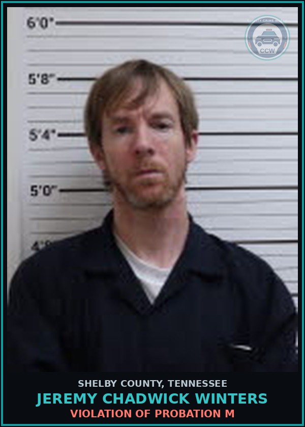 Booking mugshot of JEREMY CHADWICK WINTERS in Shelby County